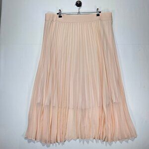 Alfani Pink Pleated Midi Skirt Plisse Elastic Waist Size XL